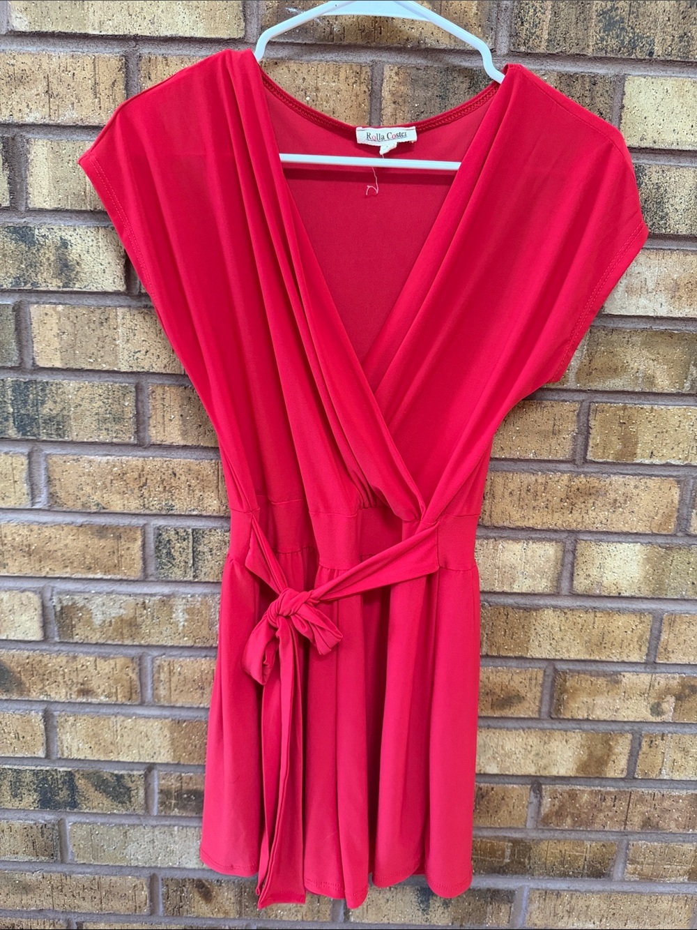 Rolla Coster Red Wrap Romper with Tie Waist